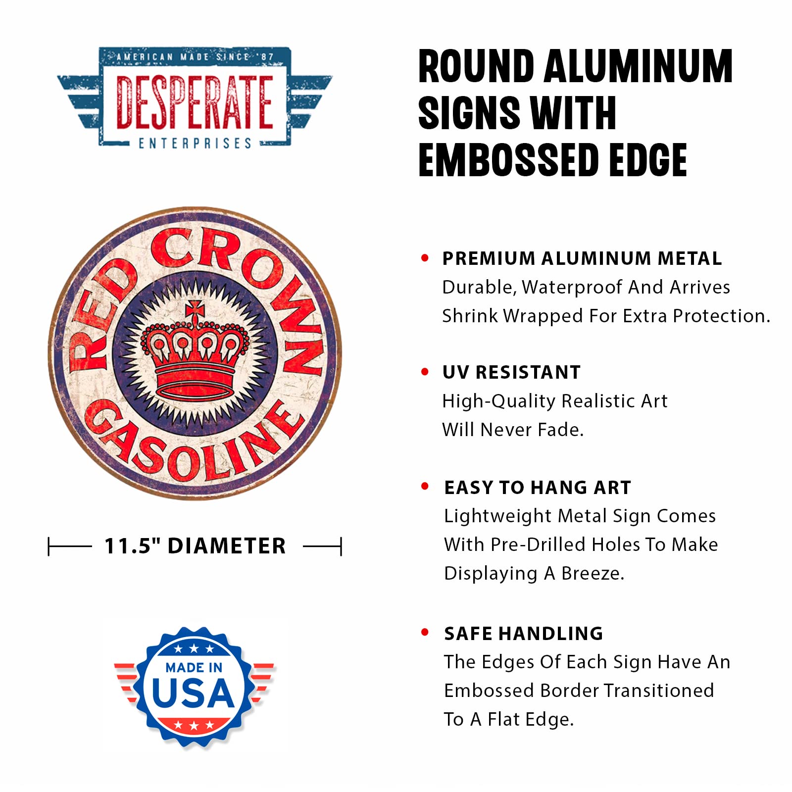 RED CROWN GASOLINEレッドクラウンガソリン　ヴィンテージ琺瑯看板 RED CROWN GASOLINEレッドクラウンガソリン ヴィンテージ琺瑯